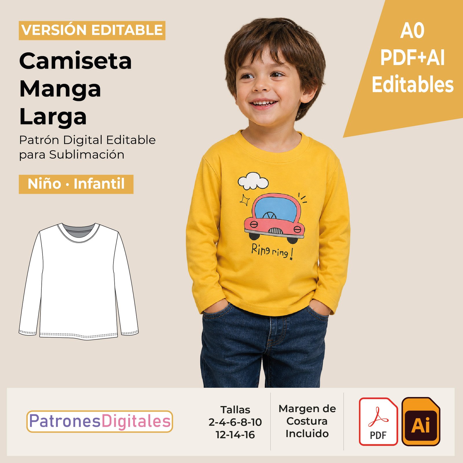 tienda 1 camiseta manga larga niño