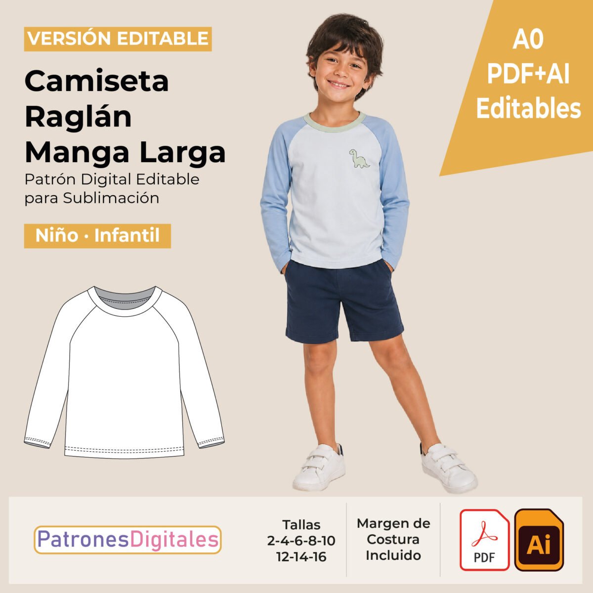 tienda 1 camiseta raglan manga larga niño