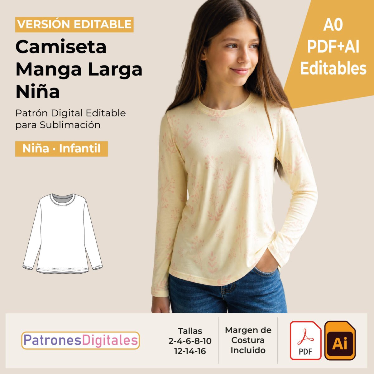 tienda 1 camiseta manga larga niña