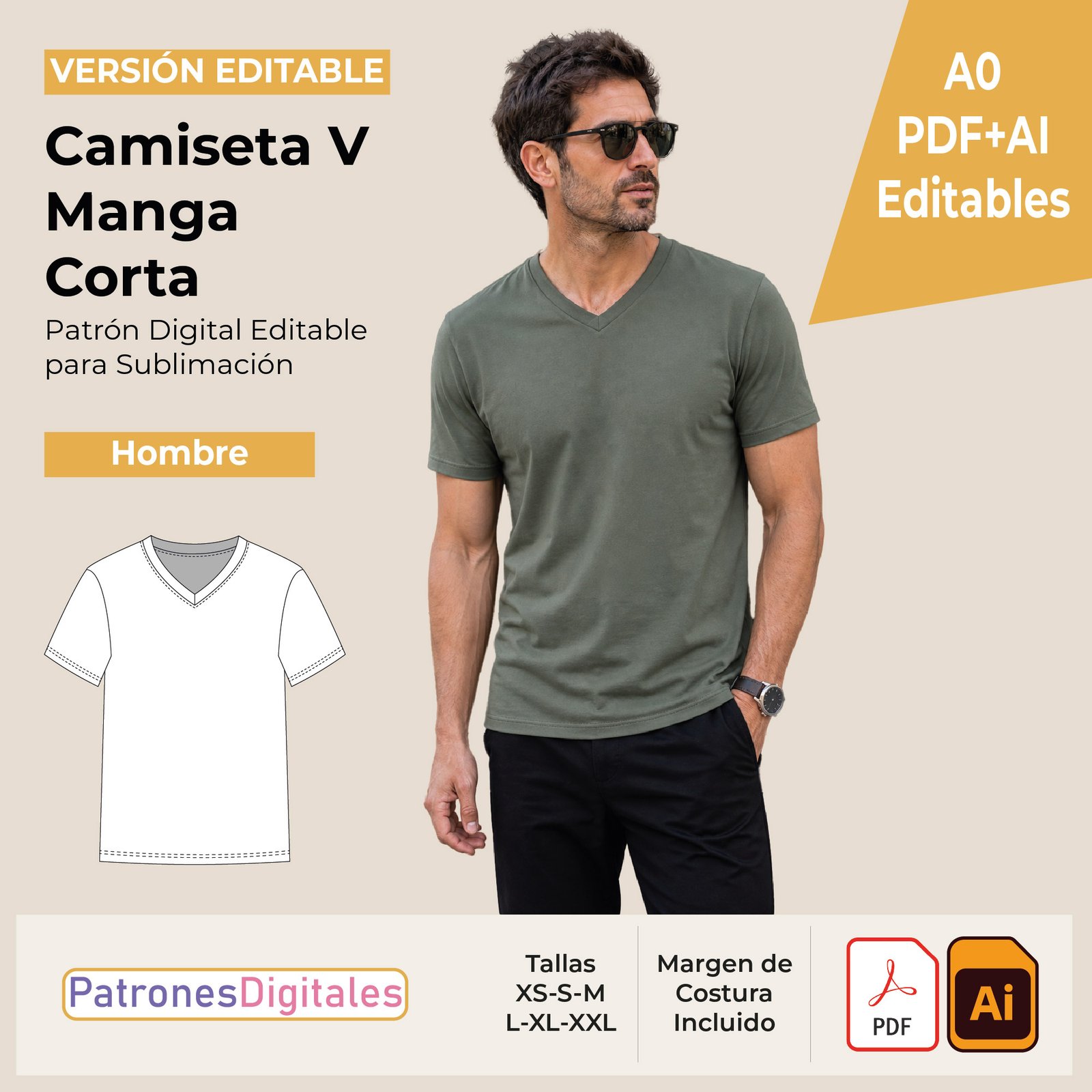tienda 1 camiseta v manga corta hombre