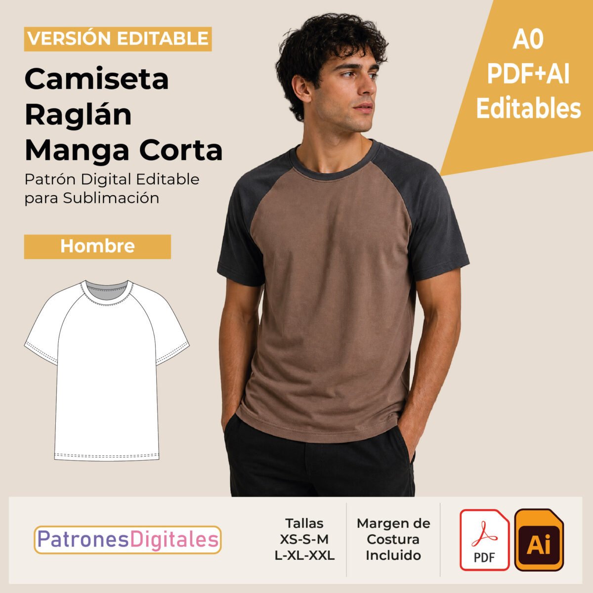 tienda 1 camiseta raglán manga corta hombre