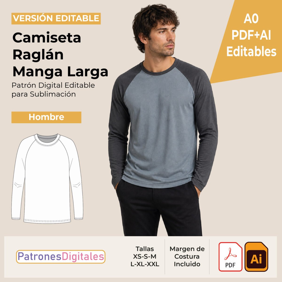 tienda 1 camiseta raglan manga larga hombre