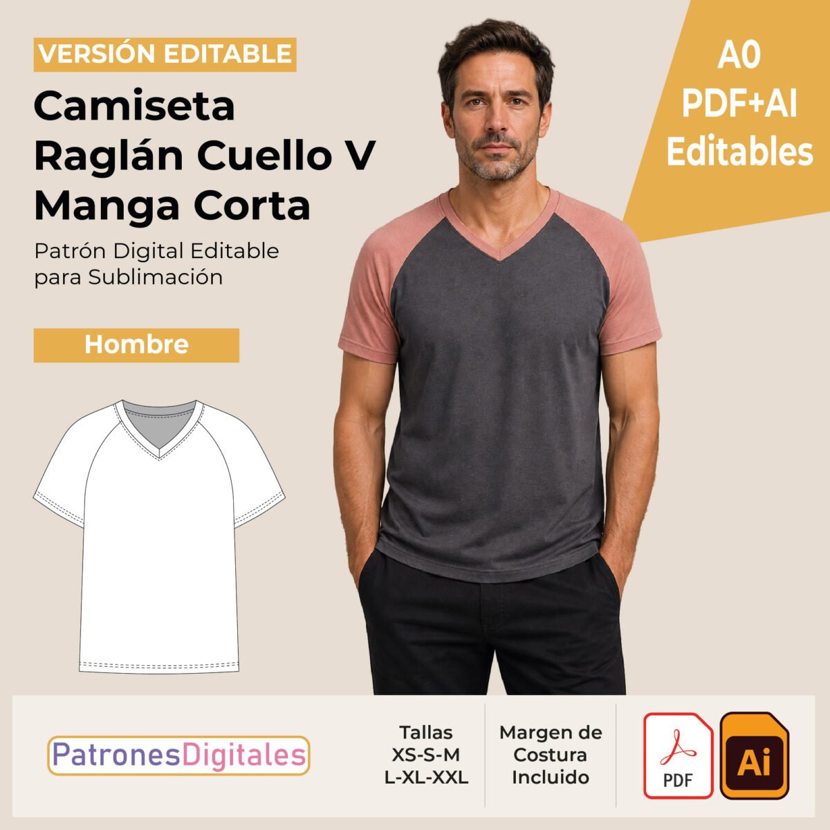 tienda 1 camiseta raglan v manga corta hombre