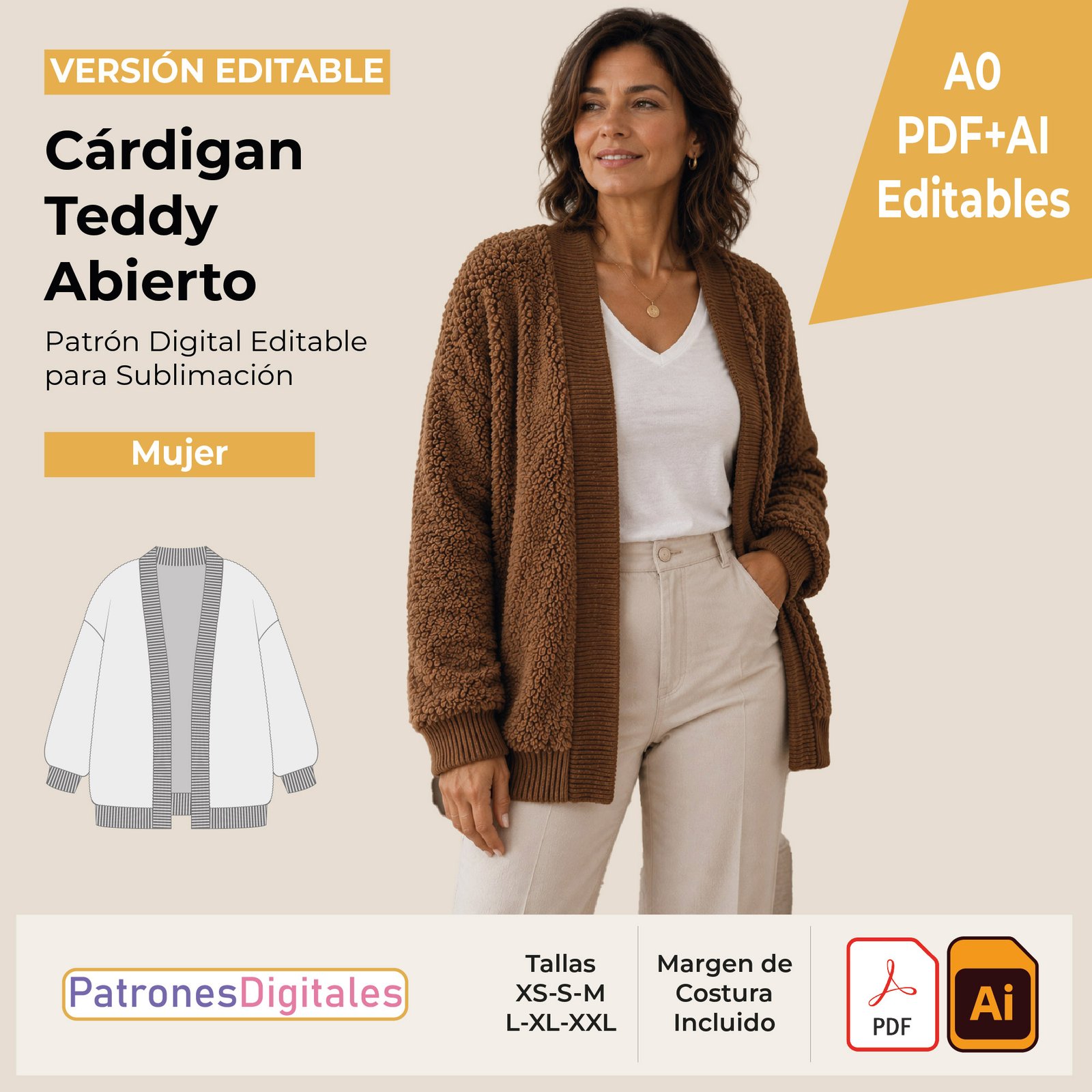 tienda 1 cárdigan teddy abierto mujer editable