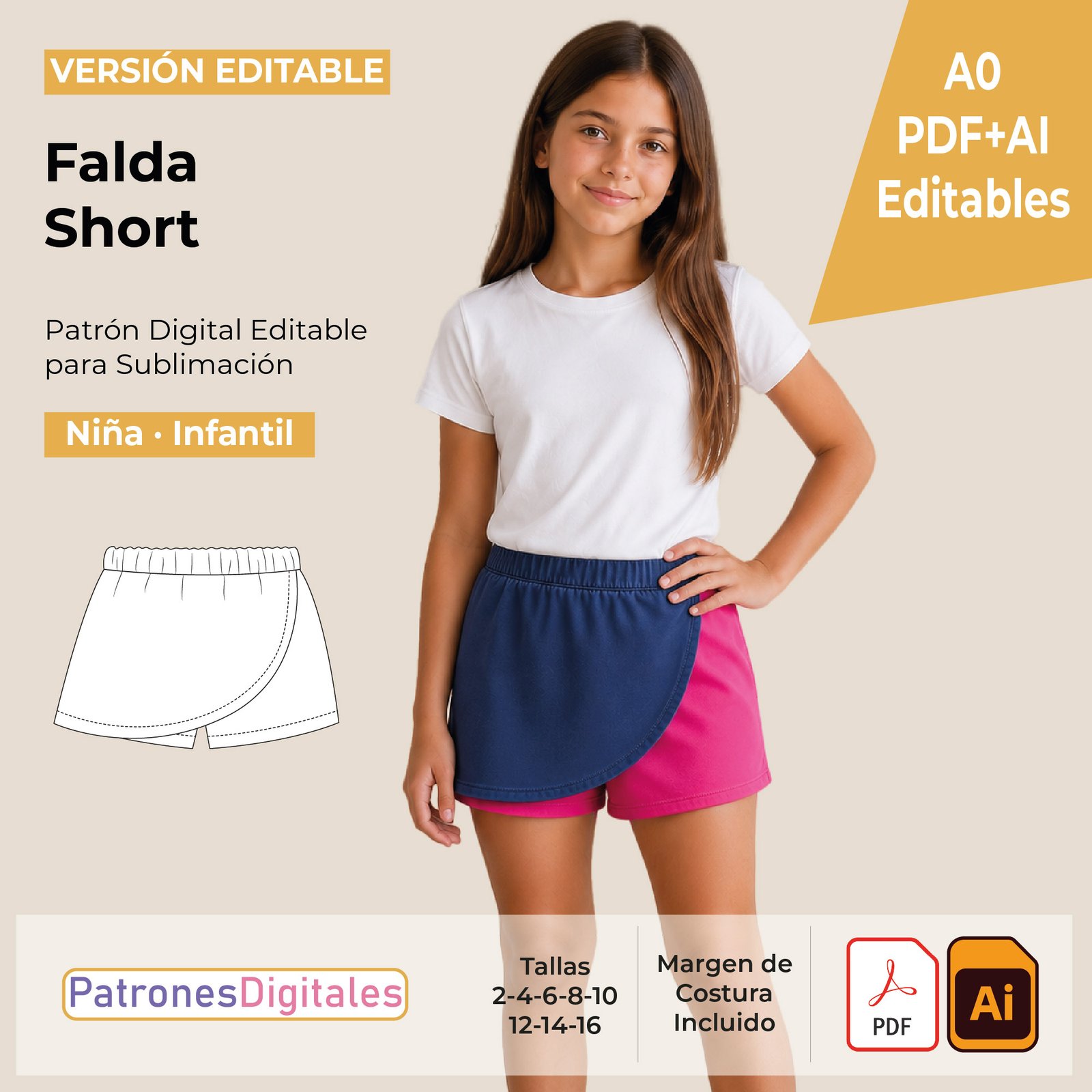 tienda 1 falda short niña