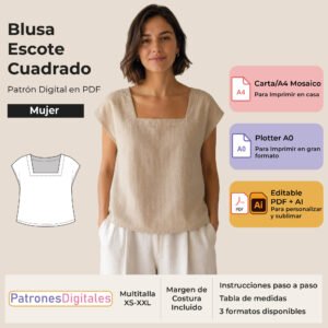 tienda 1 blusa escote cuadrado mujer portada