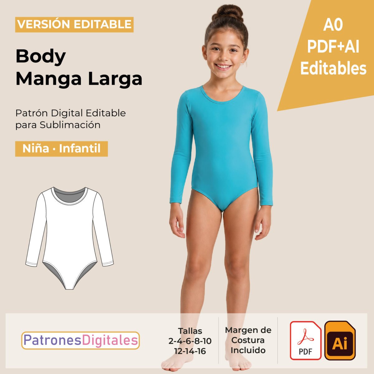 tienda 1 body manga larga niña