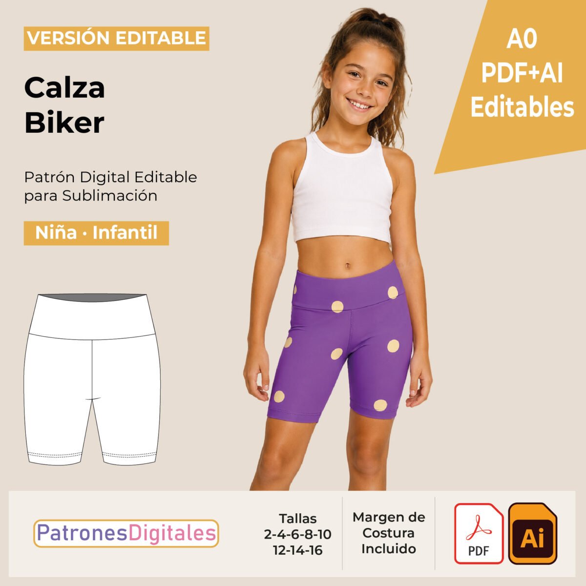 tienda 1 calza biker niña