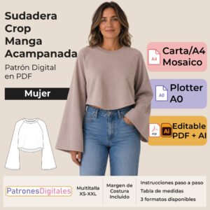 tienda 1 sudadera crop manga acampanada