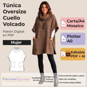 tienda 1 túnica oversize cuello volcado
