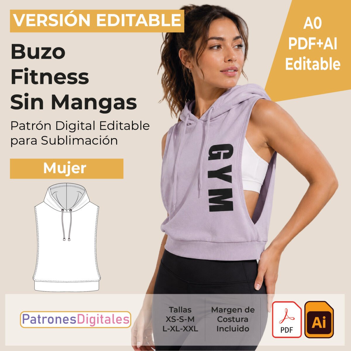tienda 1 buzo fitness sin mangas editable