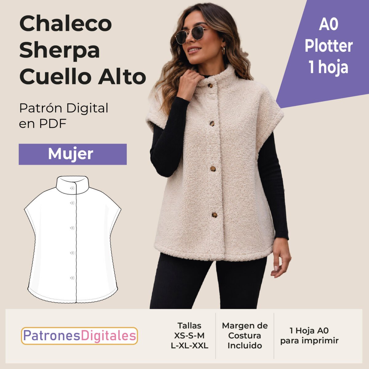 tienda 1 chaleco sherpa cuello alto plotter