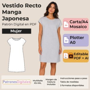 tienda 1 vestido recto manga japonesa