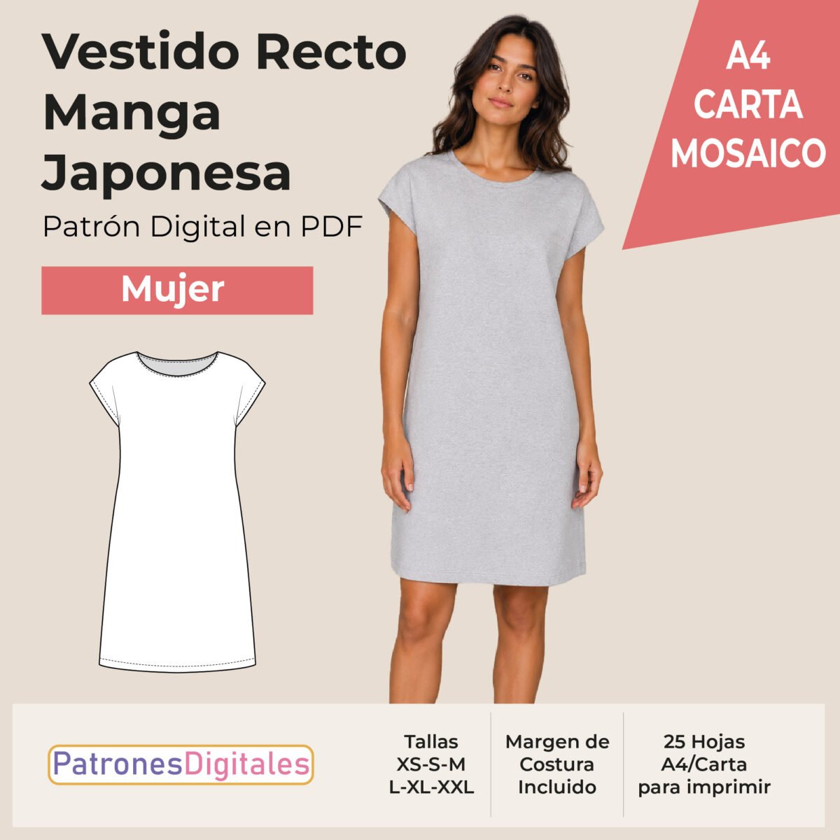 tienda 1 vestido recto manga japonesa carta