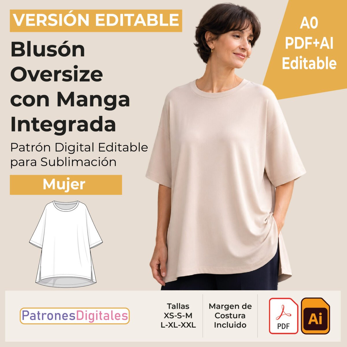 tienda 1 blusón oversize manga integrada editable