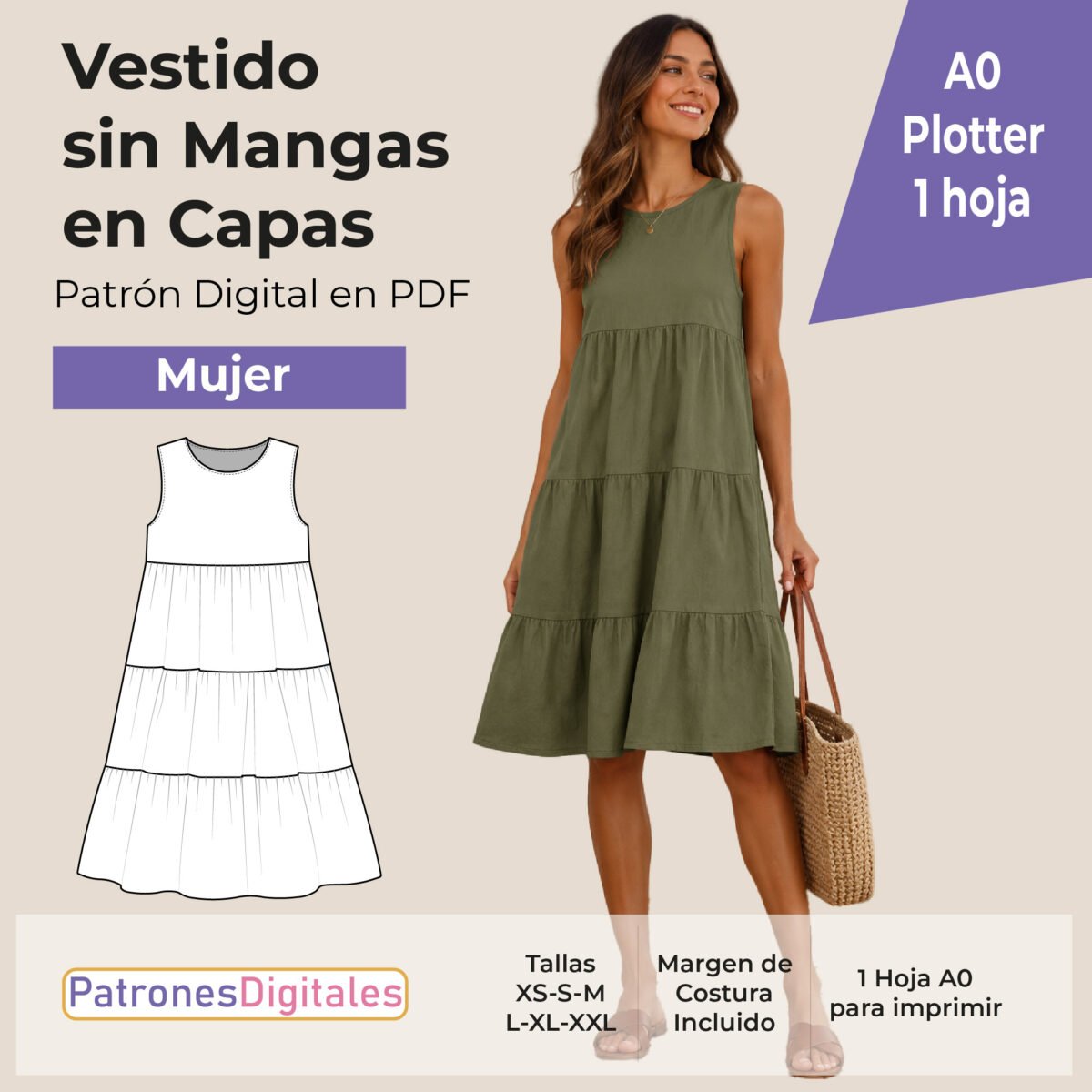 tienda 1 vestido sin mangas en capas plotter