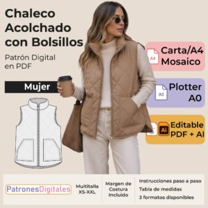 tienda 1 chaleco acolchado con bolsillos parche