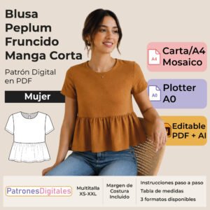 tienda 1 blusa peplum fruncido manga corta